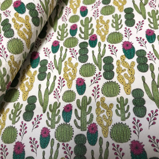 Cacti Variety Printed Leather